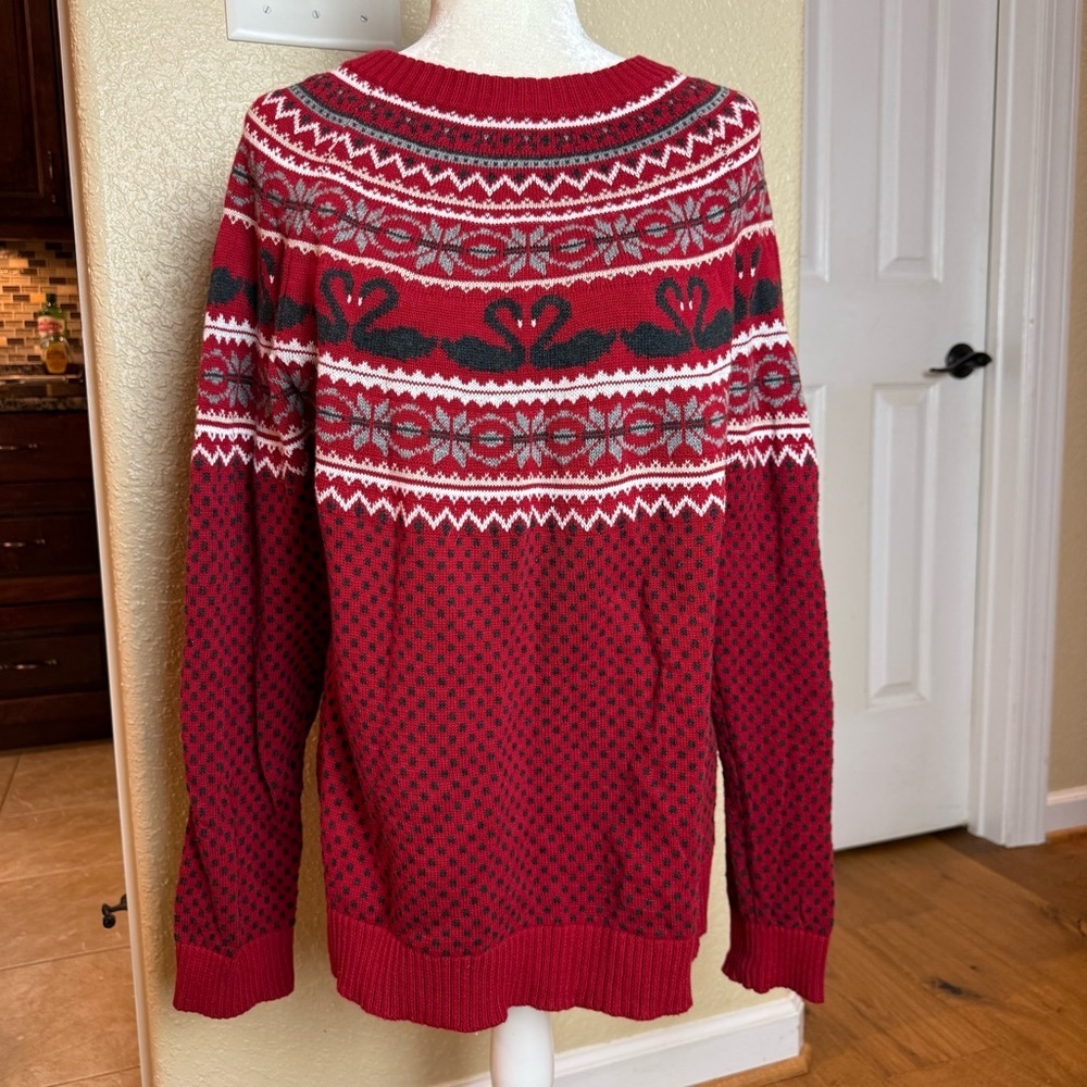 ModCloth Swan Lake Fair Isle Sweater 100% Cotton Sz XL